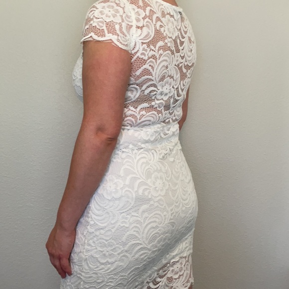 Short Lacey White Dress - Picture 3 of 6